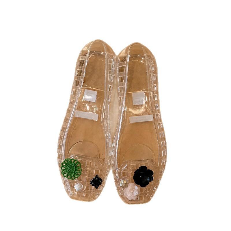 Niche Models~ Soft-soled Transparent Shoes Mary Jane Single Shoes Women's Autumn French Flat Shoes Ladyshoes Jelly Shoes Hollow Sandals