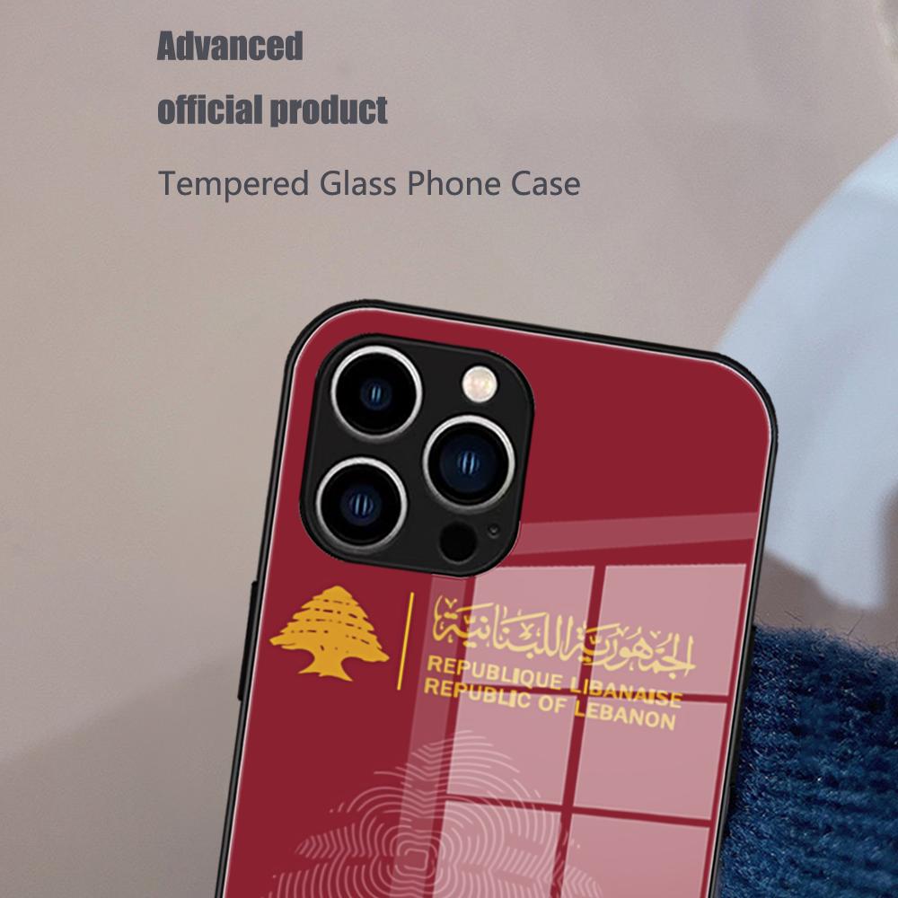 Libanon Vlag Telefoonhoesje Glas Voor iPhone 17 16 Promax 15 13 Pro 14 Plus 17 Pro 12 mini Galaxy S25 24 23 Zwarte Hoesjes