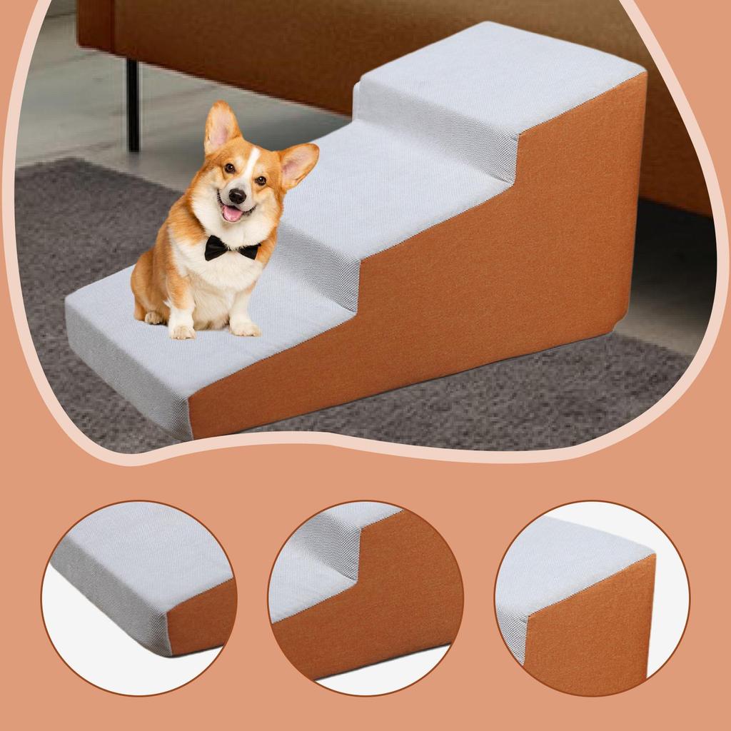 Dog Stairs Ramp High Beds 3 Steps Removable Cover Portable Simple Stable Pet Steps Dog Slope Stairs Ladder for Pet Accessories