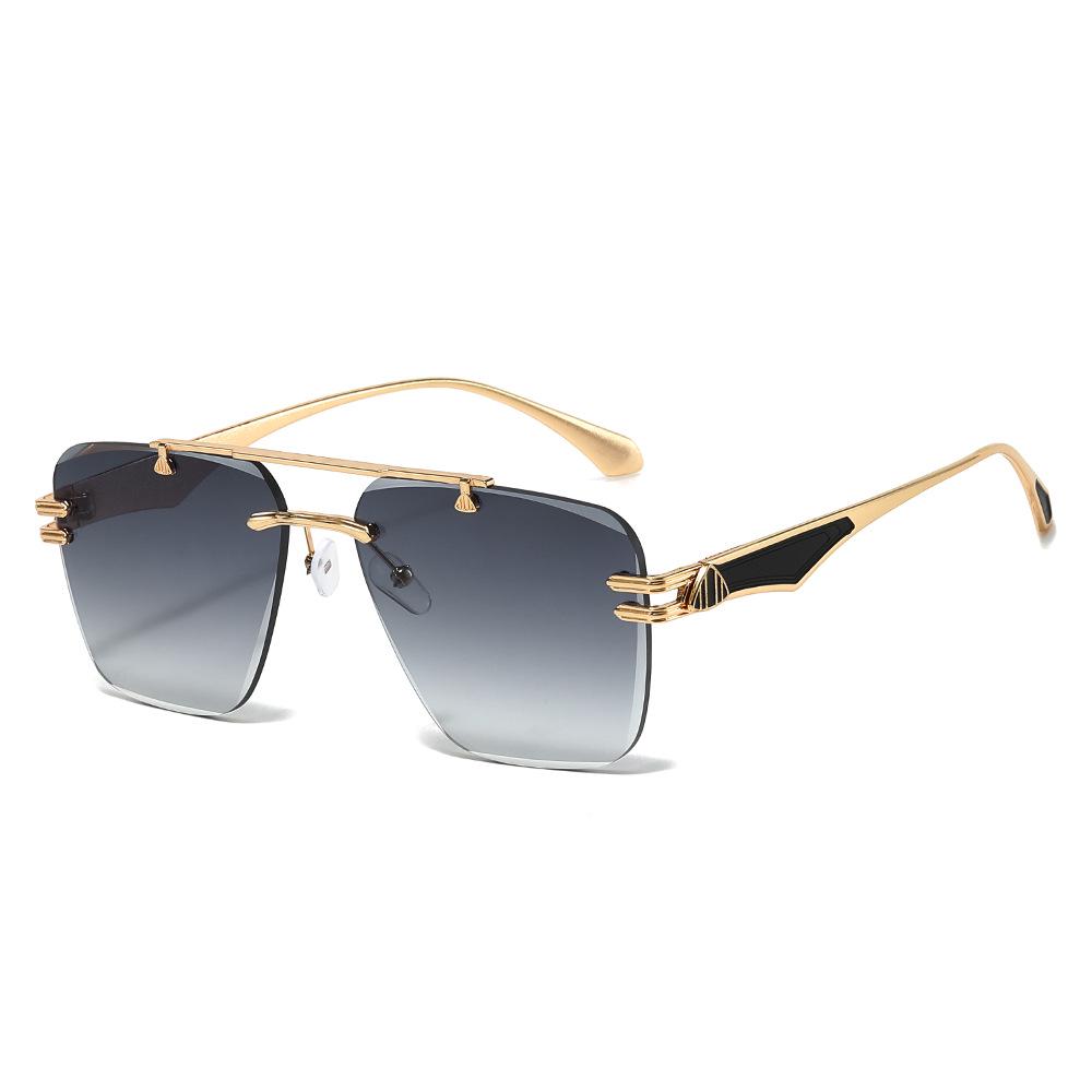 Frameless Gradient Sunglasses: European & American Style with Metal Texture