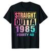 Camiseta Tie Dye de 40º Aniversário 2025 Masculina Feminina Tema Vintage 1985 Quarentão Sujo Engraçada Camiseta Adulta Ideia de Presente Roupa de Festa