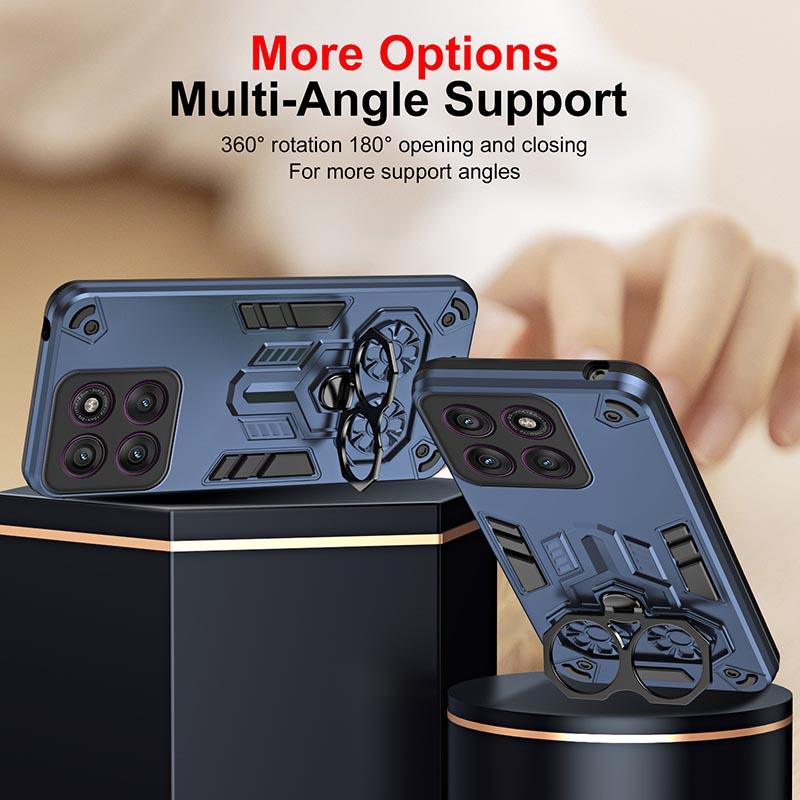 Shockproof Armor Case For Motorola Mote G04 G24 E14 G04S G05 G15 Power EDGE 50 6 Pro NEO Fuslon Finger Ring Stand Holder Cover