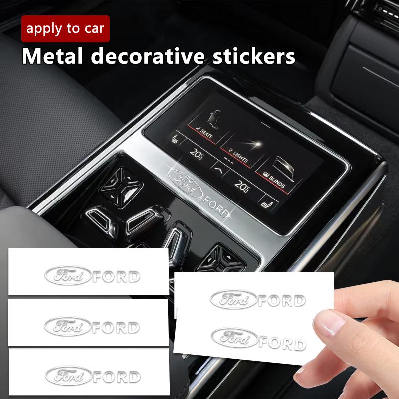 6pcs 3D Metal Car Interior Dekoration Stickers Badges Auto Styling For Ford Focus MK2 Fiesta Mondeo Shelby Kuga Ecosport Falcon