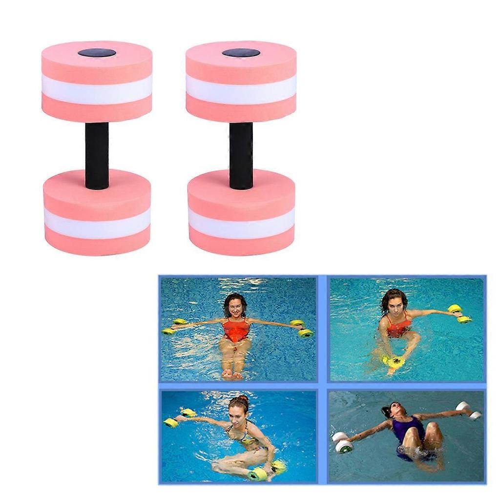 2PCS Water Exercise Dumbbells EVA Aquatic Barbells Hand Grip for Water Aerobics (Pink)