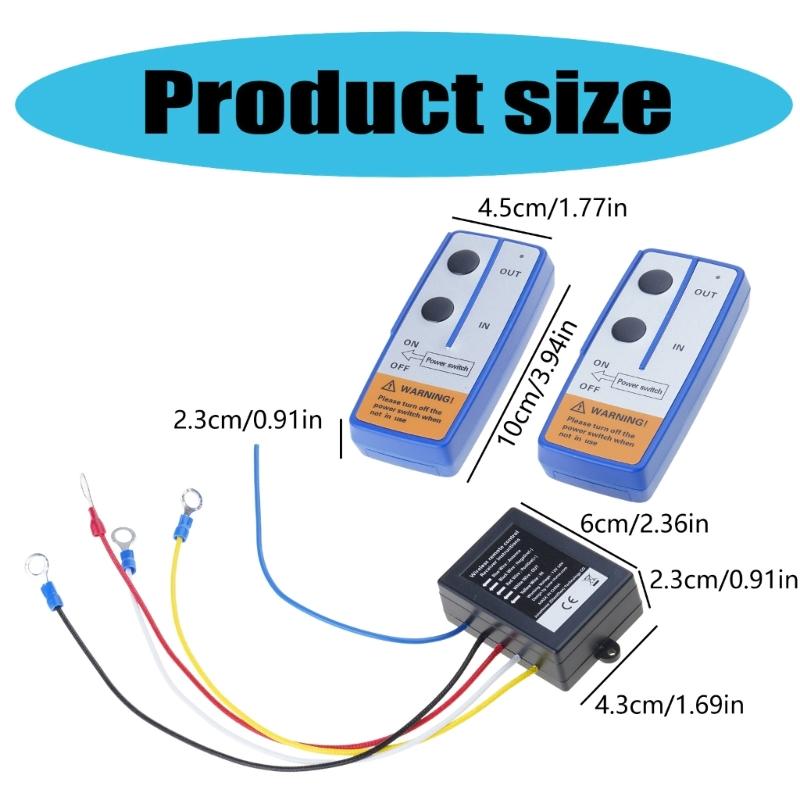 Wireless Electric Winch Remote Control Set with Manual Transmitter for Trucks and ATVs with 100 Foot Range and 12V Motor