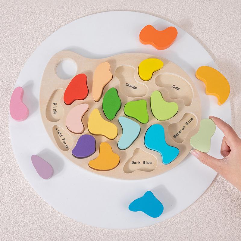 Rainbow Wooden Color Recognition Puzzle for Early Education and Child Development