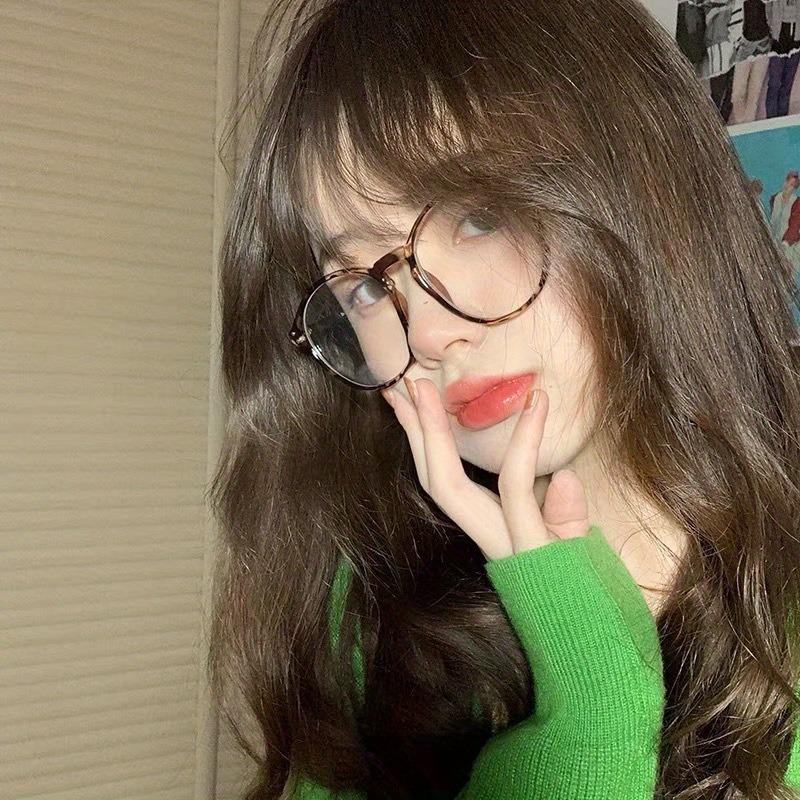 Fashionable Minimalist Retro Korean Version Ultra Light Student No Makeup Black Big Round Frame Glasses Female