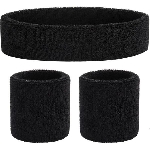 ONUPGO Sweatband Set Sports Headband Wristband Set Sweatbands Terry Cloth Wristband Wrist Sweatband Headbands Moisture Wicking Sweat Absorbing Head