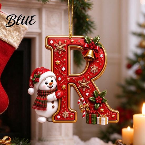 Weihnachtsdekoration für den Innenbereich Niedlicher Schneemann Buchstabe Weihnachtsbaumschmuck 2D Flach Personalisiert A-Z Alphabet Weihnachten Feier Zubehör Acryl Hängender Anhänger