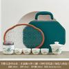High-end Simple Dehua Suet Jade Portable Four Cups Outdoor Travel Tea Set Business Trip Car Tea Gift Leather Packaging