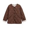 Women's Clothing Winter European and American Style Quilting Cotton Round Neck Long Sleeve Single-breasted Pocket Loose Cotton Jacket Thick