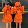 Halloweenowa Dyniowa Głowa Zimowa Amerykańska Jagnięcina Pluszowa Bluza Luźna Pogrubiona i Oversizowa Para z Takim Samym Topem Słodka