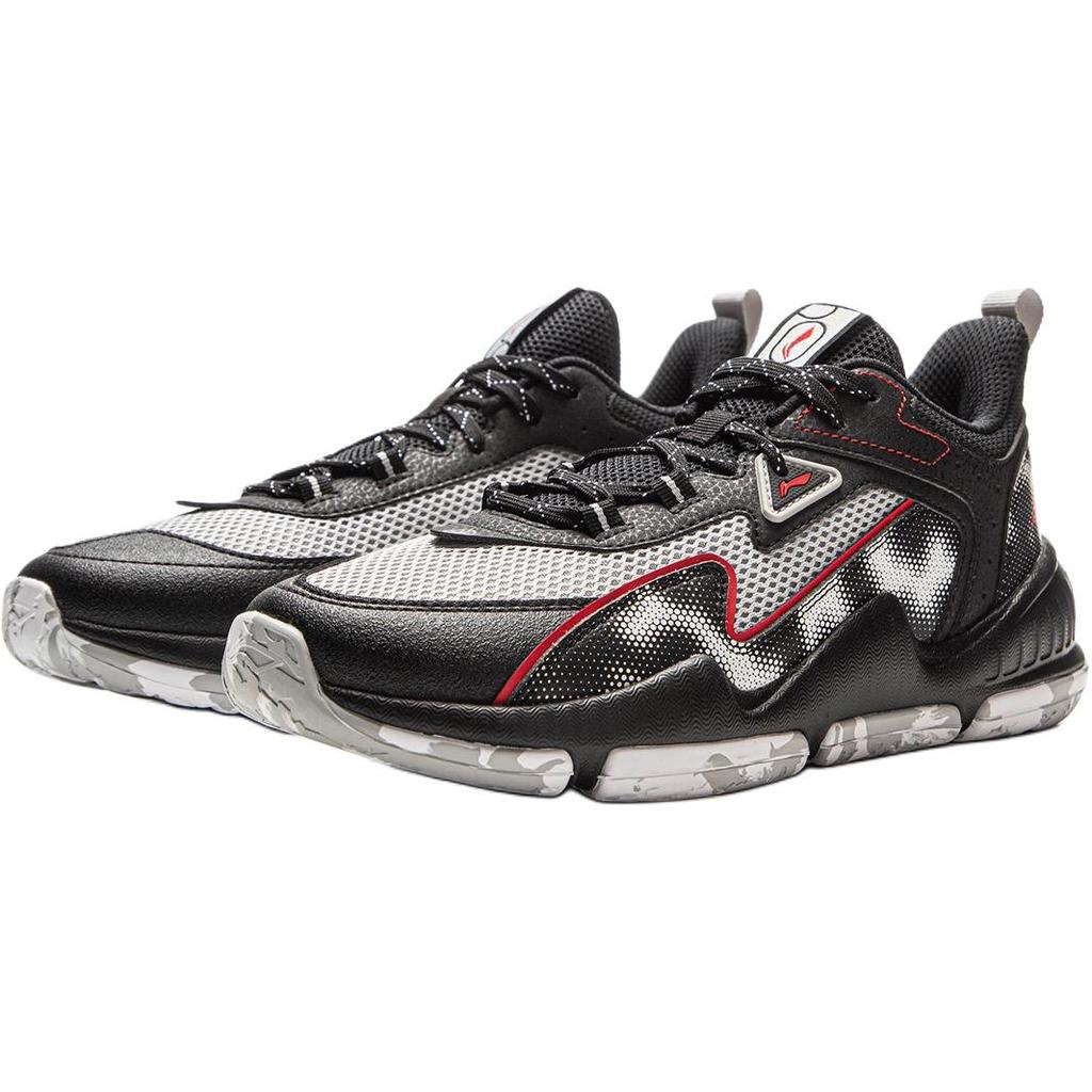 Li Ning Kids Basketball Fashion Comfortable Sports Shock Absorption Rebound Breathable Mid-Top Basketball Shoes Kids sneaker Black YKBV105-1