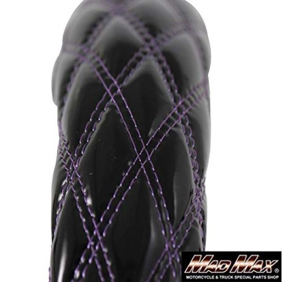 Steering Wheel Cover Double Stitch Glossy Enamel 2HS Quilted Steering Wheel Cover Luster Black/purple
