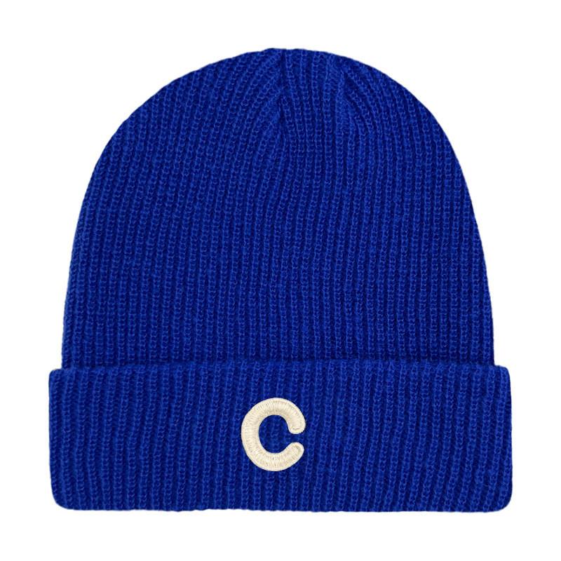 C Pattern Mens Knitted Hat Plain Solidcolor Windproof Cold Outdoor Winter Autumn