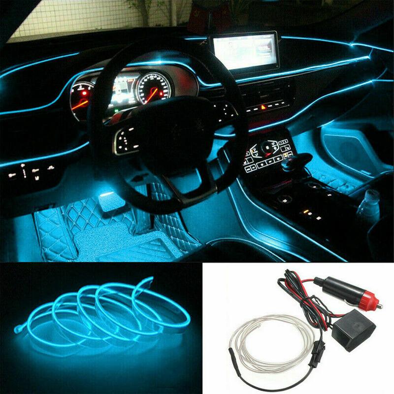 1Pc Universal 2M 12V LED Car Panel Decor Atmosphere Lights Wire Strip Lamp Light Car Lights Decoration Car Interior Accessories