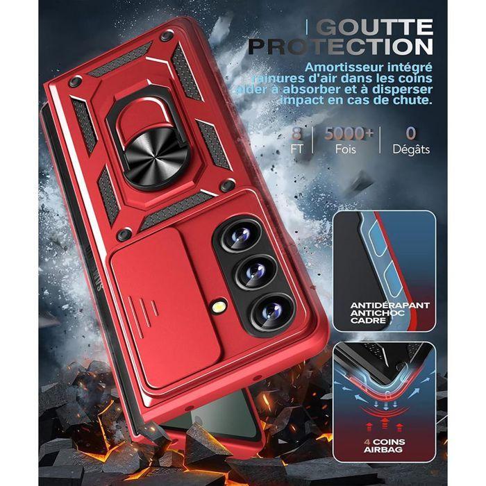 Coque de protection - BOOLING - pour Samsung Galaxy Z Fold 7 - Rouge - Anneau rotatif - Verres trempés