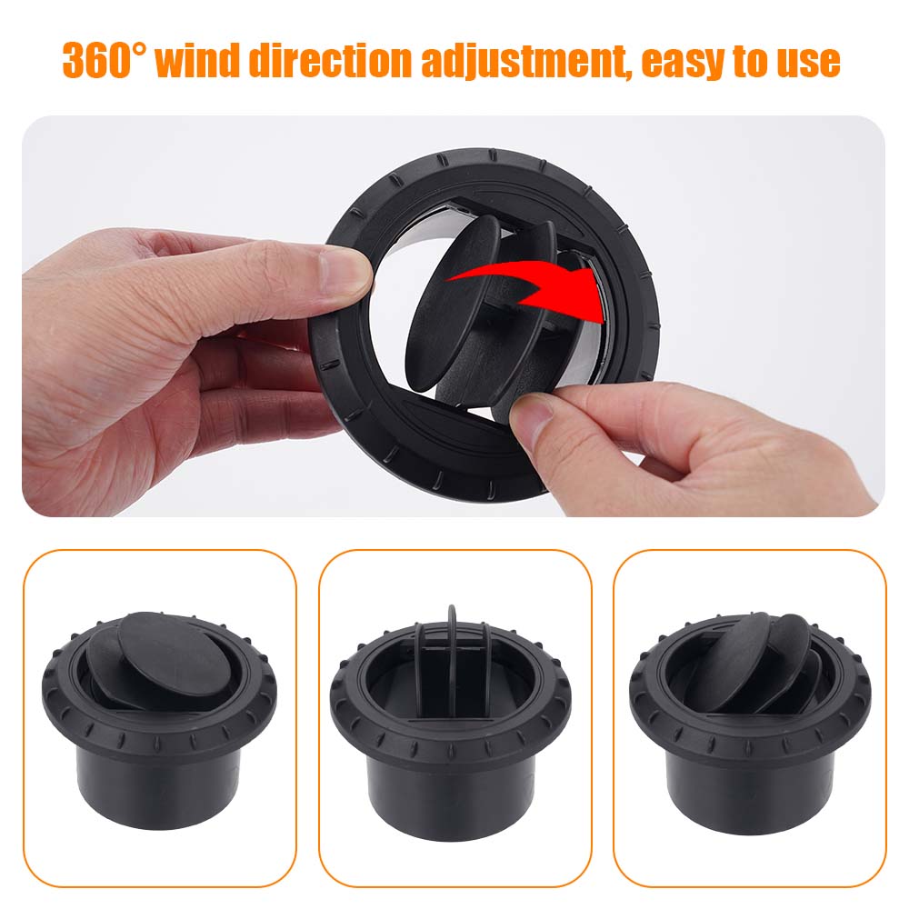 60mm / 75mm Dieselheizung Kanal Kanalführung Luftauslass Flachrohr Verbinder Anschluss Drehbarer Anschluss Schwarz Für Auto LKW VAN