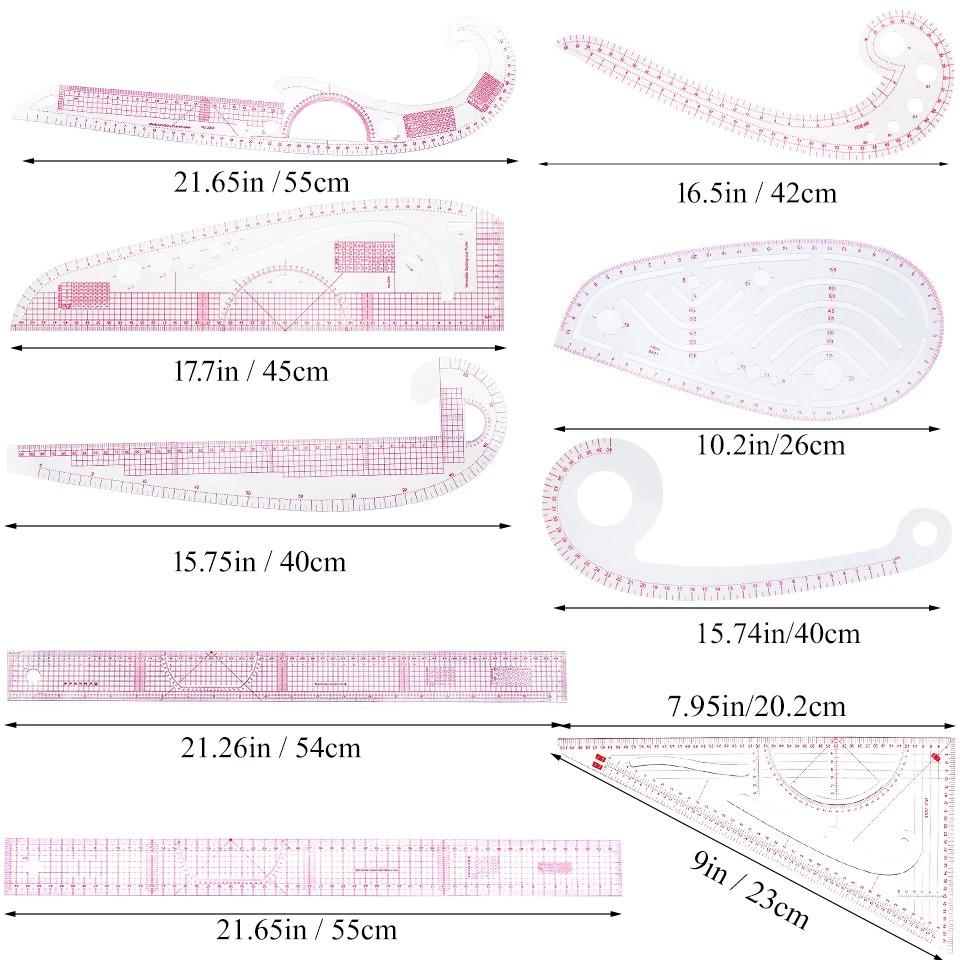 FELE Multifunctional French Curve Ruler Soft Plastic Patchwork Ruler Measure Dressmaking Drawing Template Craft Sewing Tools