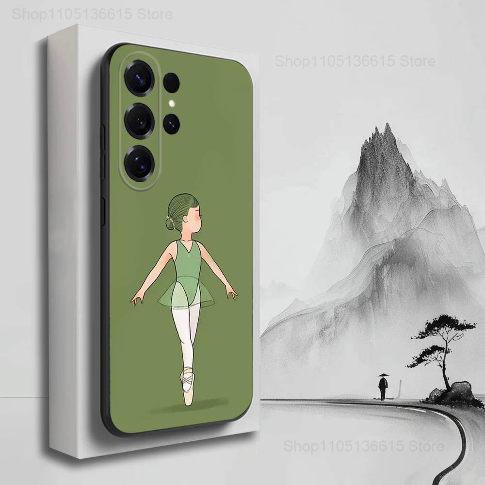 Ballet Art Girl Cute Phone For Samsung S25,S10,S20,S10,S21,S9,S24,S23,Ultra,FE,Plus,Lite,Soft Silicone Black Cover