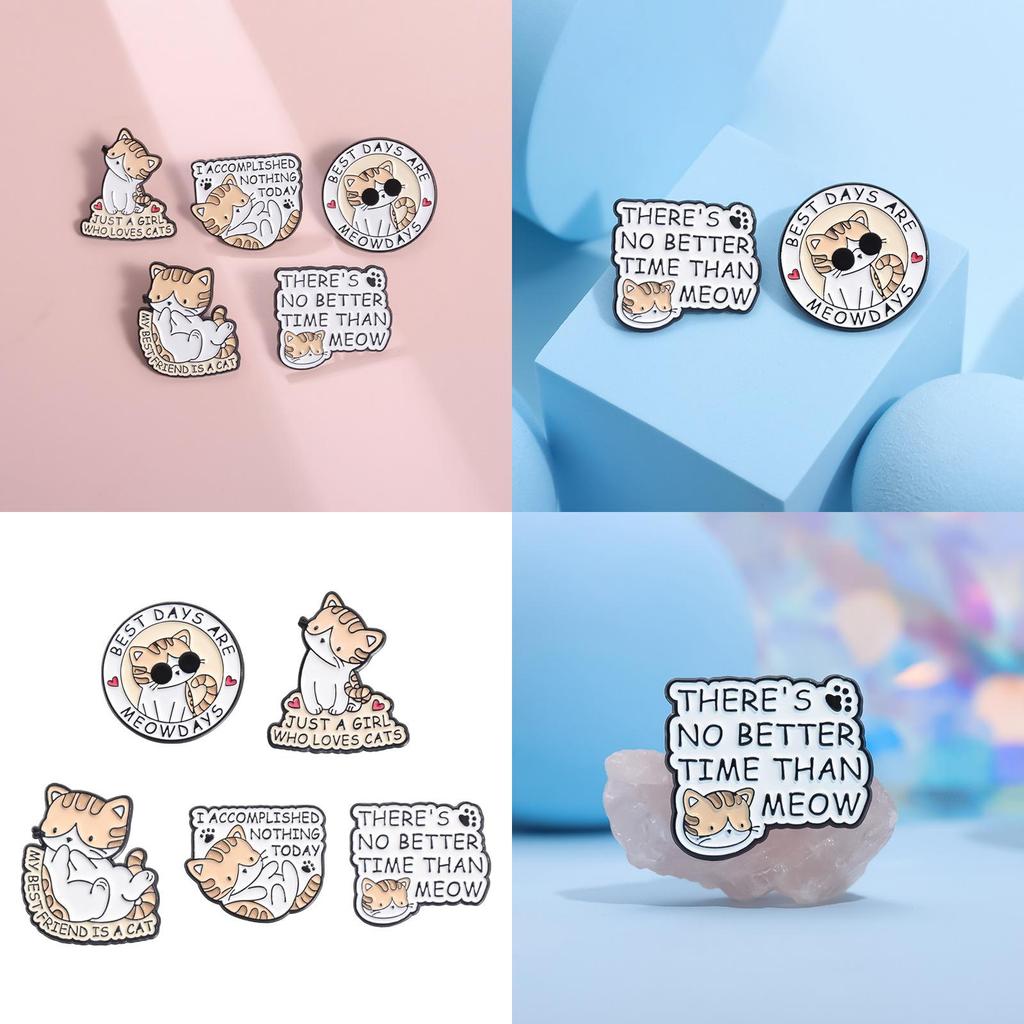 Adorable Cartoon Cat Themed Metal Brooches For Fun Fashionable Accessories For Everyone