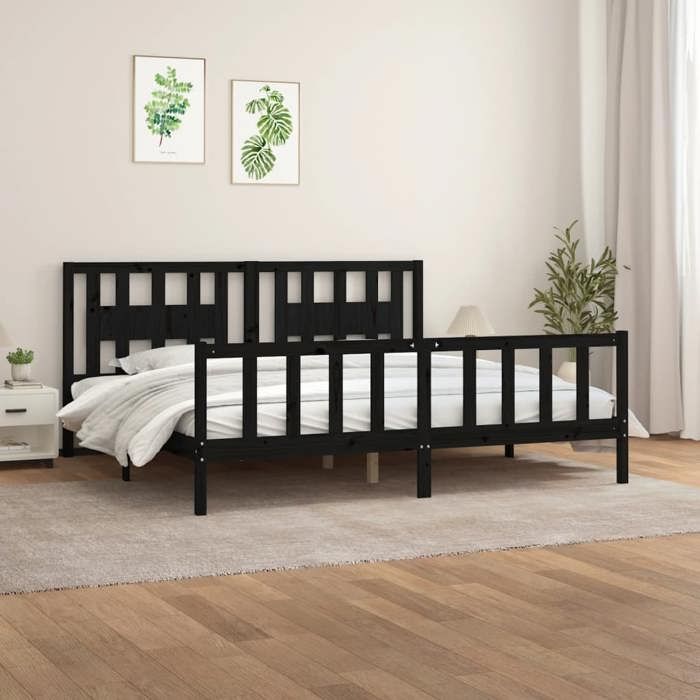 Cadre de lit - Maison Exclusive - Bois de pin massif - Noir - 200x200 cm