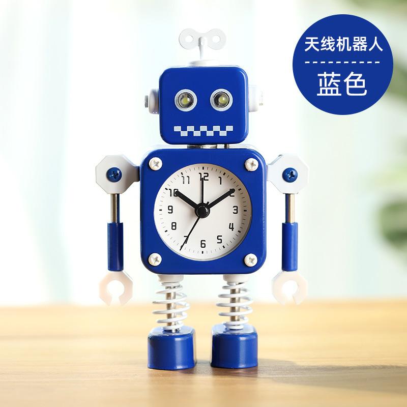 Creative Robot Decorative Clock Korean Cartoon Boy Alarm Clock Quartz Silent Decorative Watch Bedroom Decoration Ornaments