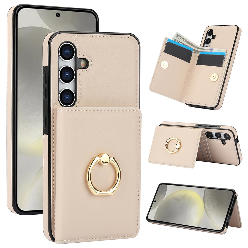 Applicable To iPhone15 Card Case 14Pro Solid Color Ring Buckle Card Change Bag Anti-drop Protective Case Google 8A