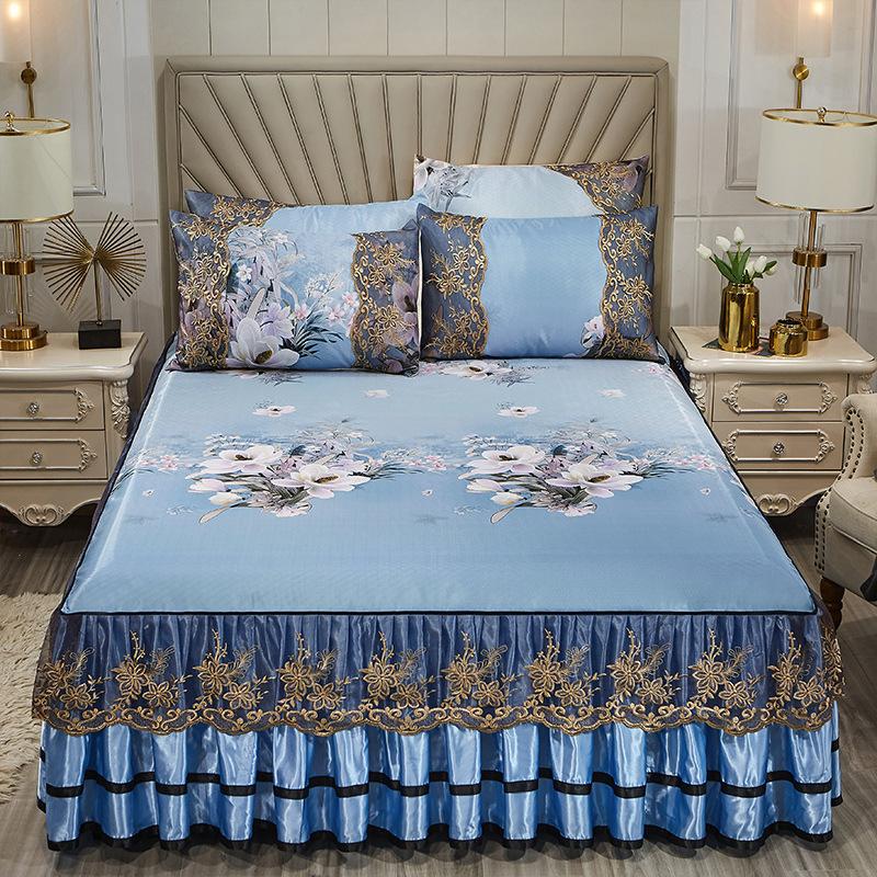 

Летний коврик из вискозного волокна, комплект из трех предметов, летний спальный коврик, юбка-кровать, складное летнее кружевное покрывало, коврик для кондиционирования воздуха 1.5x2.0m 3pcs