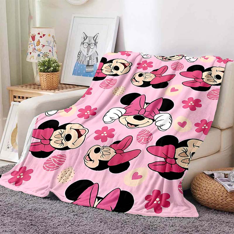 6 Sizes Warm Soft Disney Cute Minnie Cartoon Blanket Fluffy Children and Adults Luxury Gifts for Home Travel Camping Picnic