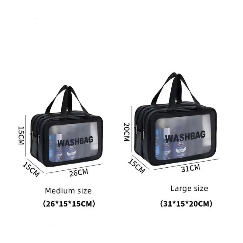 Dry-wet Separation Double Transparent PU Makeup Bag Portable Washing Bag Cosmetic Storage Bag Travel Fitness Swimming Essentials