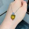 Jewelry Retro Colored Treasure With Diamonds Simulation Yellow Diamond Love Heart Pendant Love Stud Earrings Temperament Gift Women