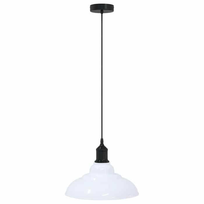 VidaXL Lampe suspendue réglable hauteur E27 blanc brillant Ø31cm métal, éclairage suspendu, éclairage suspendu de cuisine, 4103442