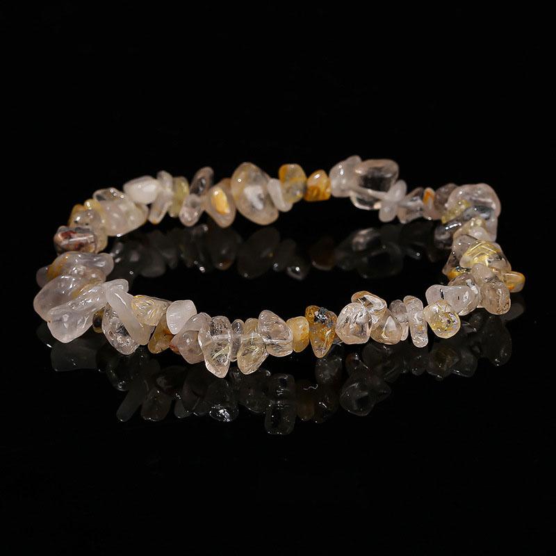 Natural Crystal Stone Bracelet Irregular Reiki Lucky Elastic Bracelet Ladies Fashion Strawberry Crystal Amethyst Jewelry