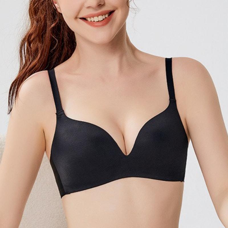 5 PCS Women's Solid Color Seamless Bras Sexy Deep V Bras Push Up Underwear Tops Female No Wire Lingerie 3/4 Cup Female A B Cup Brassiere