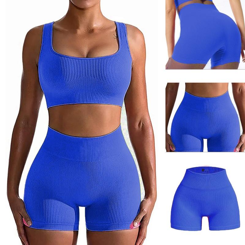 Women Seamless Yoga Shorts Striped Compression Running Shorts Skinny Activewear Gym Fitness Sport Summer Workout Solid Color Comfortable Lady Shorts
