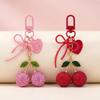1Pcs Creative Heart Butterfly Bow Cherry Bag Accessory Adorable Fruit Cherry Keychain Fashion Car Key Ring Gift