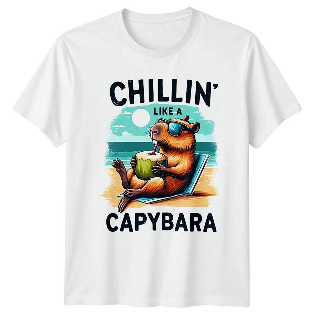 Funny Chillin Like A Capybara TShirt Capybara Animals Birthday Gift For Him