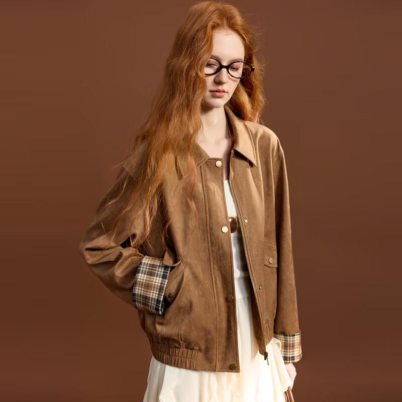 

Sancai 2025 Winter Retro Plaid Zip-Up Jacket XL