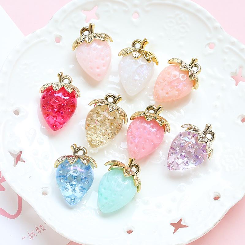 Large Transparent Acrylic Strawberry Pendant for DIY Jewelry Making