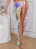 Dámská halloweenská bederní sukně s dlouhým břišním tancem Třpytivé flitry Šněrovací mořská panna Hip Šála Festivalové taneční kostýmy