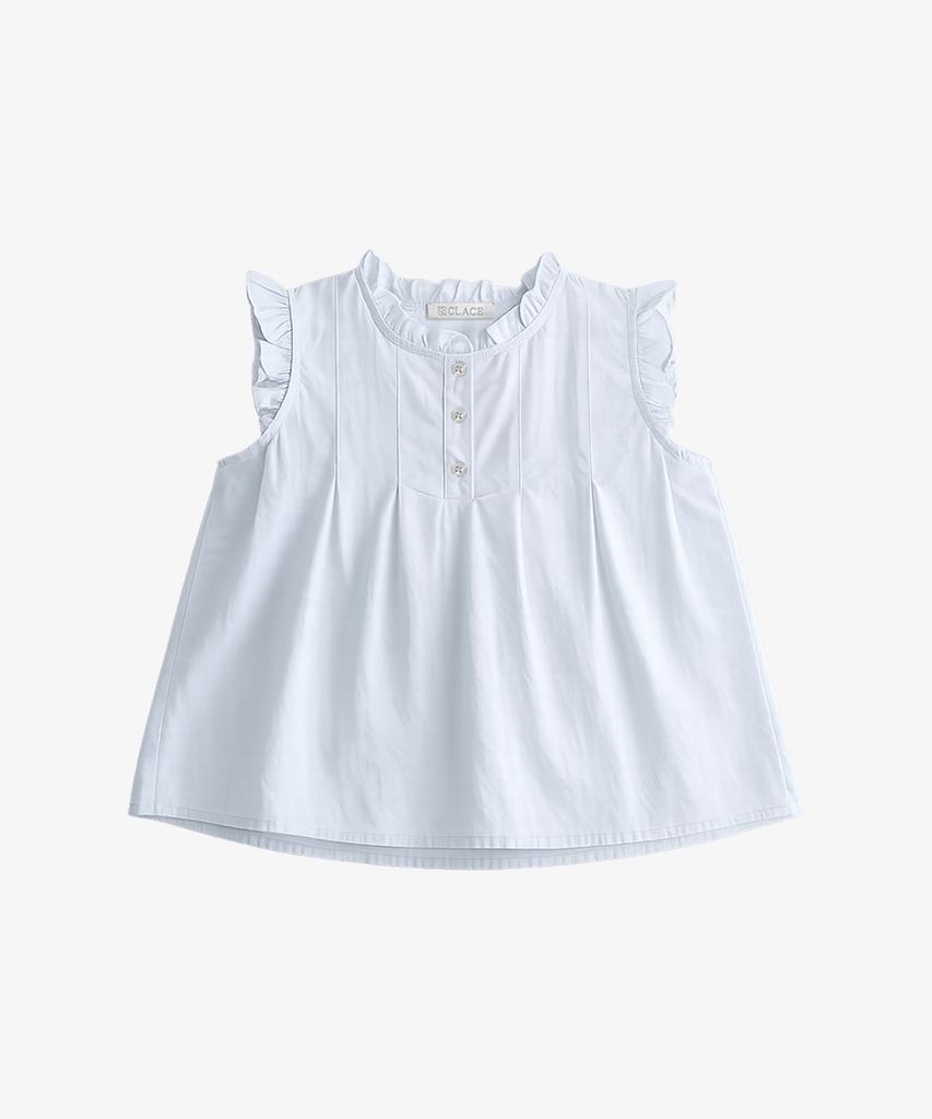 Keulleiseu Frill Neck Sleeveless Blouse_Green
