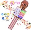 Bezdrátový karaoke mikrofon Bluetooth ruční přenosný mikrofon audio reproduktor Domácí přehrávač KTV Hudební jevištní zpěv s LED světly