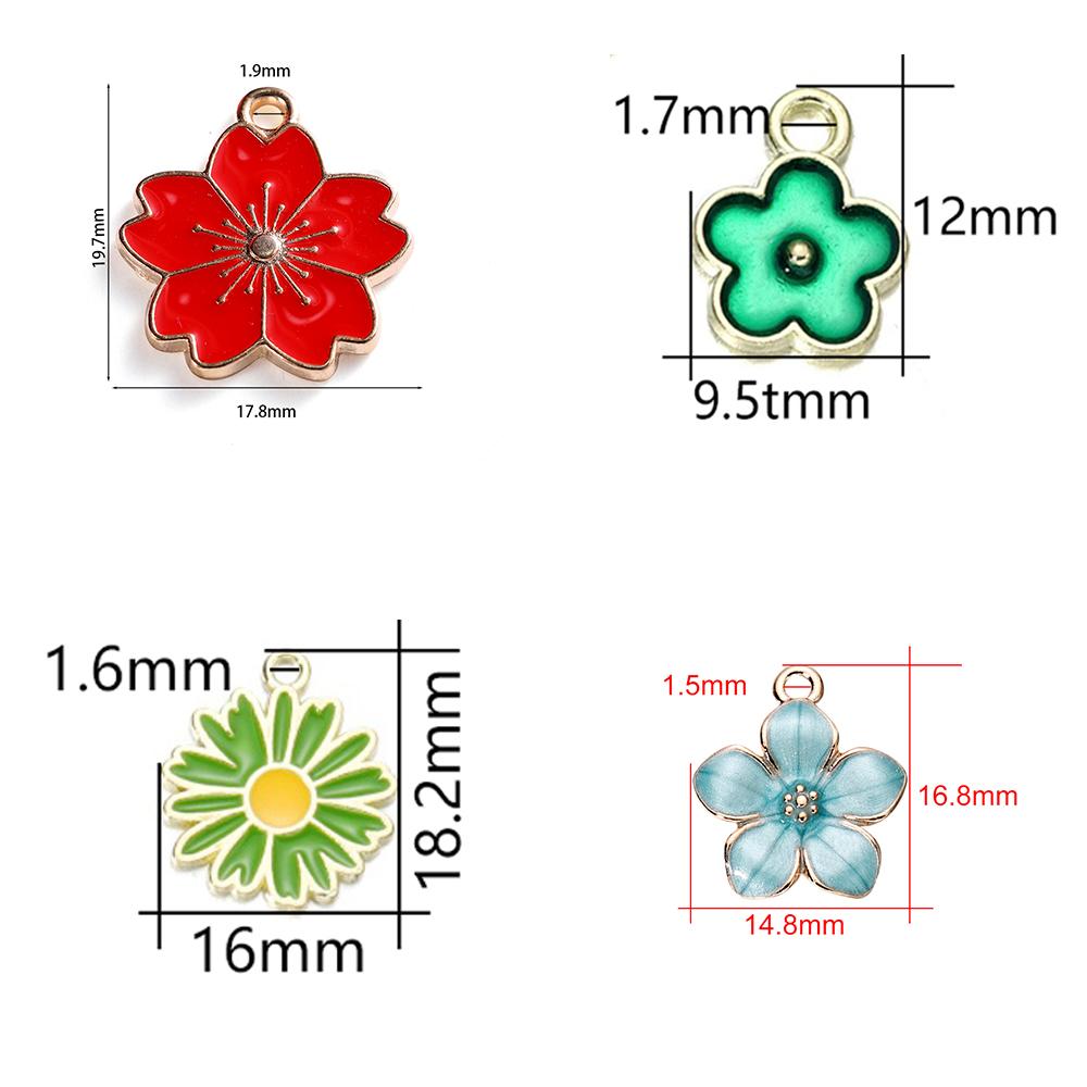 10Pcs/lot Mix Style Colorful Flower Pendants Enamel Metal Necklace Bracelet Charms For DIY Jewelry Making Supplies Accessories