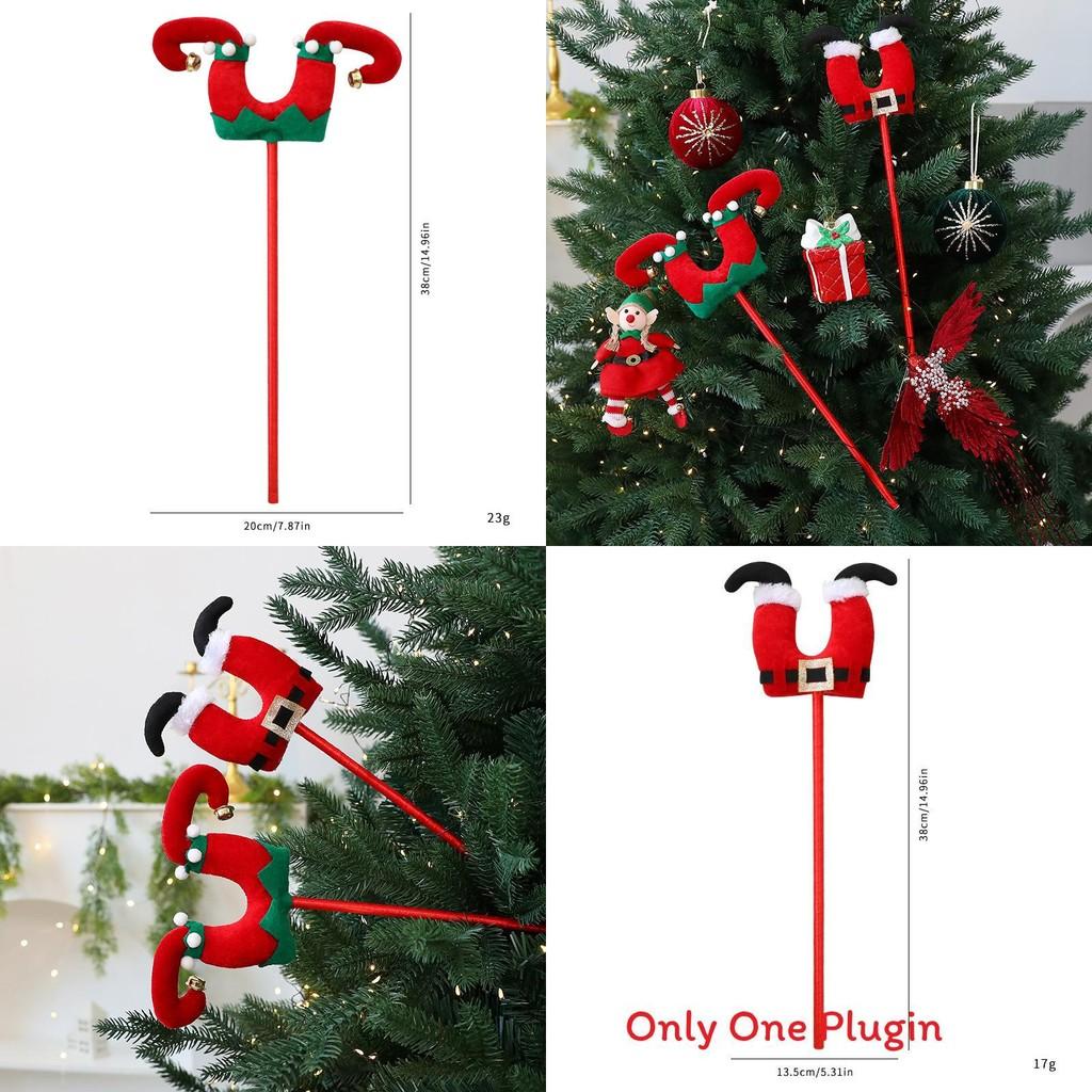 Christmas Elf Leg Santa Claus Plush Figurine With Cartoon Style For Seasonal Tree Decor