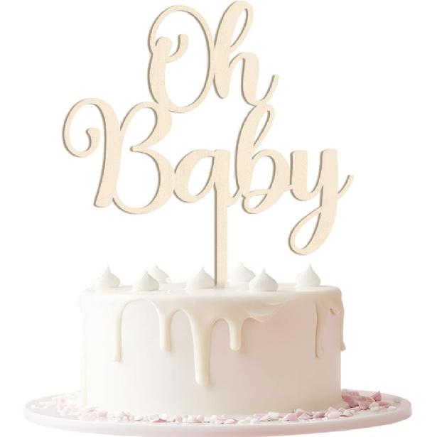 Oh Baby Cake Topper Wooden Baby Shower Cake Topper,For Rustic Theme Gender Reveal Party/baby Booth Props Party Photo Decorations