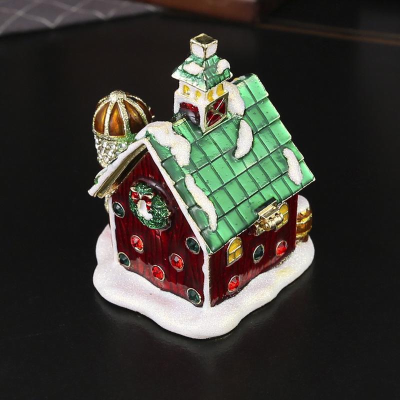 Шкатулка для украшений Рождественский Санта Снежный домик Украшения Коробка для хранения Шкатулка для украшений Праздничные украшения