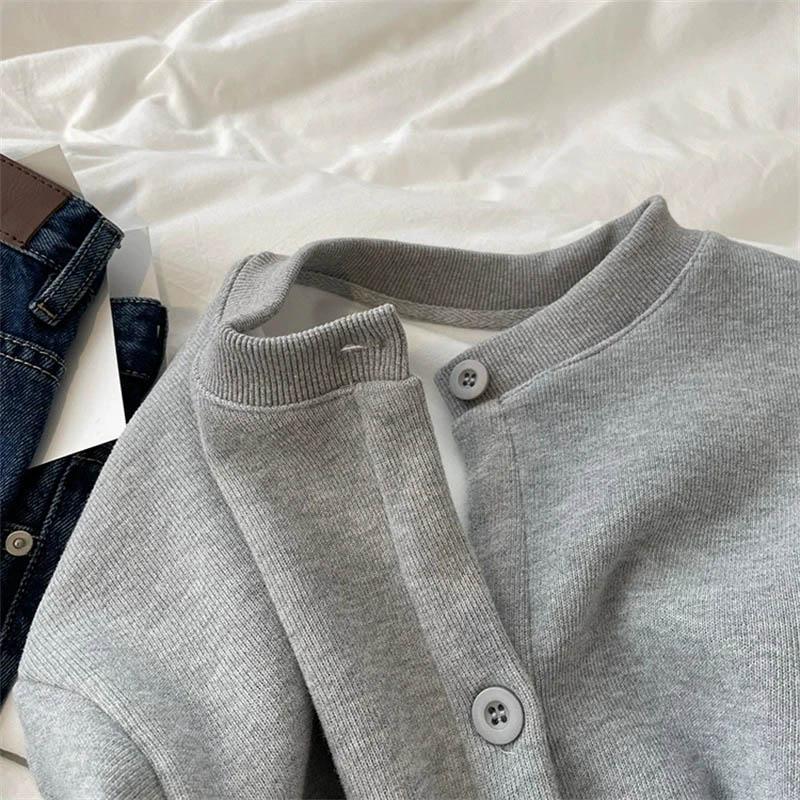 Plus Size Coat Women FleeceWinter Thickened Loose-Fit Round Neck Button-Up Casual Cardigan Sweatshirt for Women