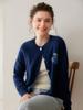 Women's Blueberry Embroidered Cashmere Cardigan, Autumn/Winter 2026 Edition, Round Neck, Short Jacket in Gentle Style