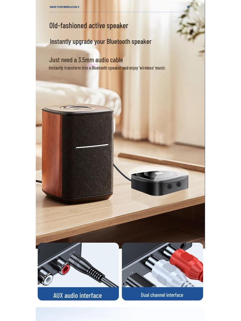 Bluetooth 5.3 NFC Audio Receiver: Wireless Adapter for Old Speakers & Amplifiers (3.5mm).
